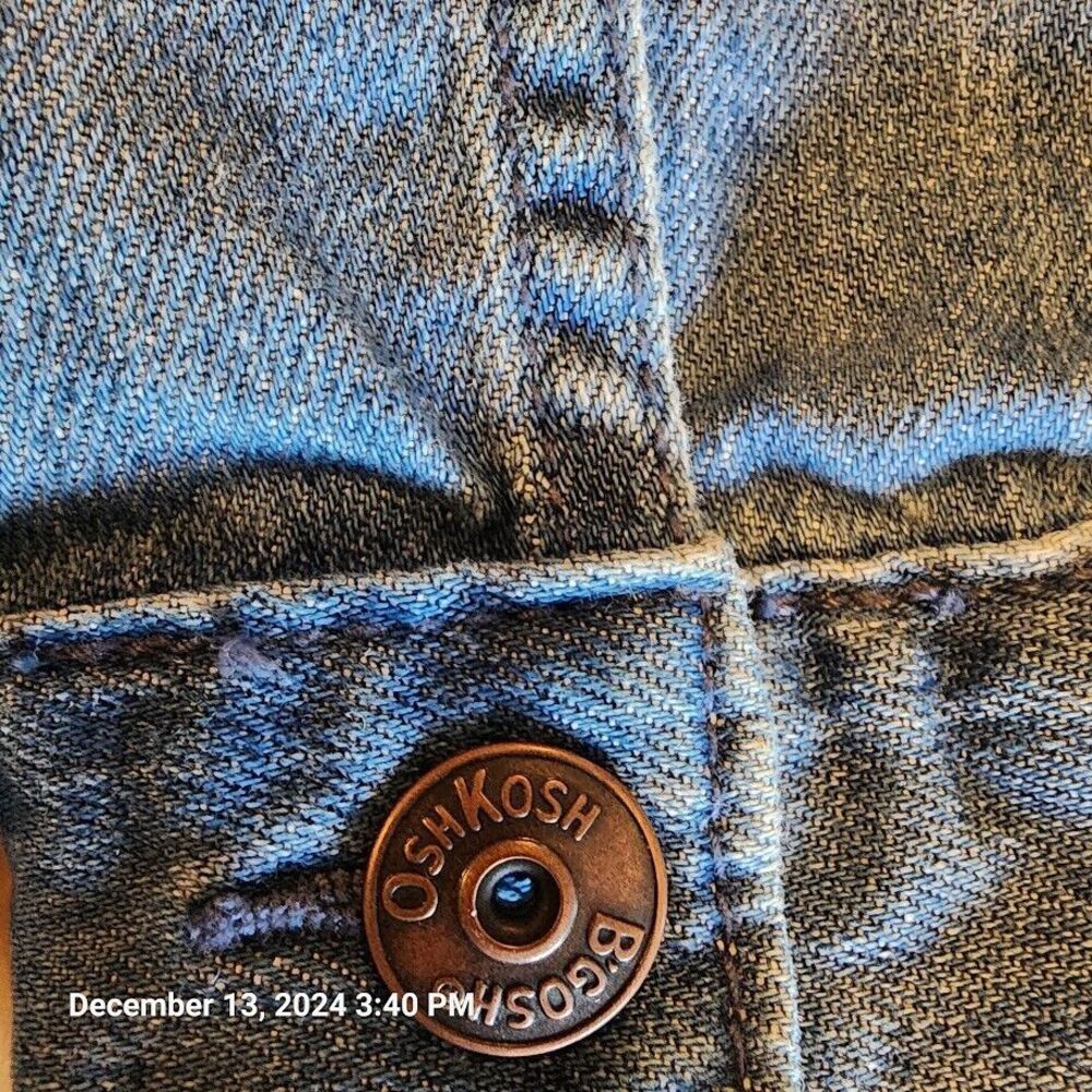 Oshkosh Bgosh Girls Denim Jean Jacket Appliques Snap Up Flap Pockets Blue Sz 10 - Picture 2 of 8